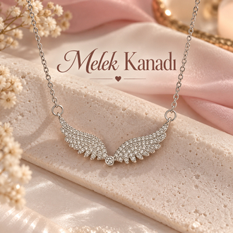 GÜMÜŞ RENK MELEK KANADI ANGEL WINGS KOLYE