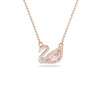 GOLD RENK PEMBE TAŞLI KUĞU KOLYE ÇELİK