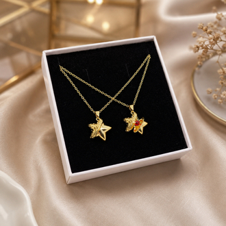 IŞIKLI KUTUDA İÇİ AÇILABİLEN GOLD YILDIZ KOLYE ÇELİK