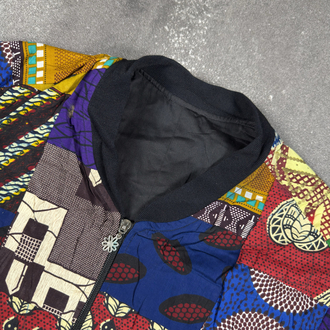 (S) African Wax Patchwork Bomber Jacket