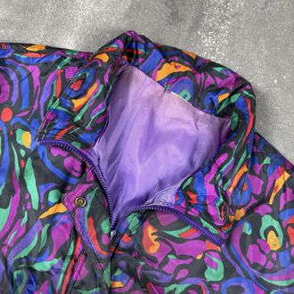 (L) Vintage 90s Abstract Print Windbreaker Jacket
