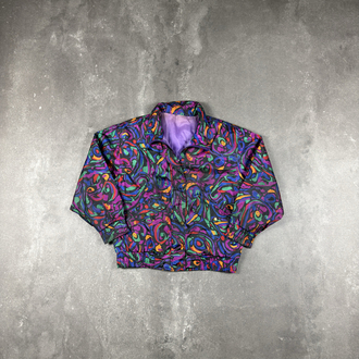 (L) Vintage 90s Abstract Print Windbreaker Jacket