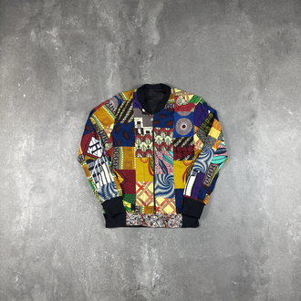 (S) African Wax Patchwork Bomber Jacket