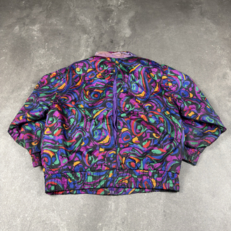 (L) Vintage 90s Abstract Print Windbreaker Jacket