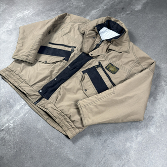 (XXL) Vintage Beige Black Utility Bomber Jacket