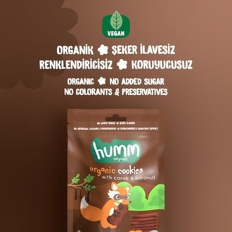 Humm Organic Vegan Keçiboynuzlu ve Fındıklı Kurabiye 55 g
