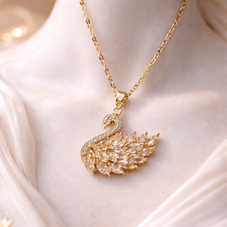 Gold swan kolye