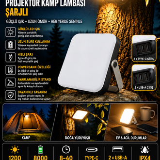 YENİ - PROJEKTÖR ŞARJLI LAMBA - wison Ws 682