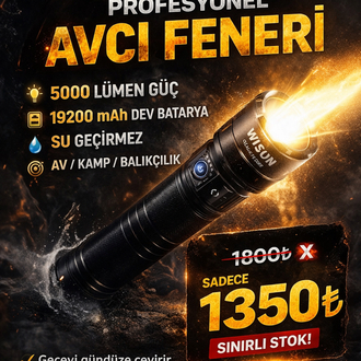 FIRSAT ~ 5000 Lümen 3 IŞIK RENKLİ - ZOOMLU EL FENERİ - Wison 6520