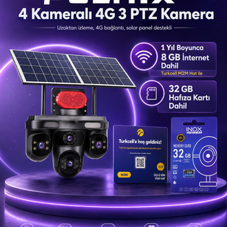 4 KAMERALI GÜNEŞ ENERJİLİ KAMERA SETİ İNTERNET DAHİL