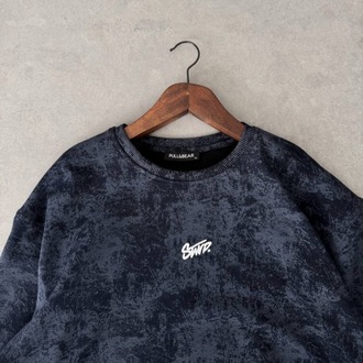 Bisiklet Yaka Oversize Yıkamalı Tshirt Lacivert