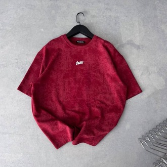 Bisiklet Yaka Oversize Yıkamalı Tshirt Kırmızı