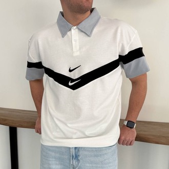 POLO YAKA CİFT NK LOGO NAKIŞ OVERSİZE TSHİRT BEYAZ