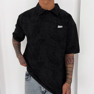 Polo Yaka Stw Nakışlı Yıkamalı Tshirt