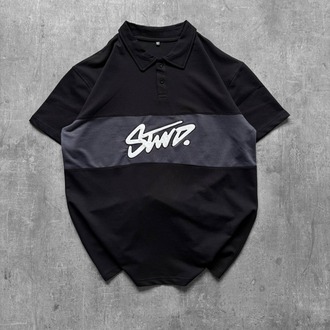 Polo Yaka Orta Şerit Stw Nakış Tshirt