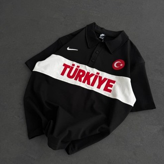 Polo Yaka Türkiye Tshirt Siyah