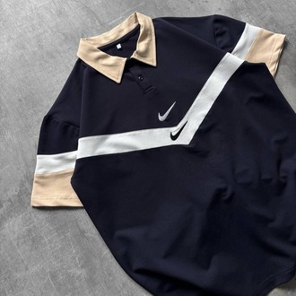 POLO YAKA CİFT NK LOGO NAKIŞ OVERSİZE TSHİRT LACİVERT