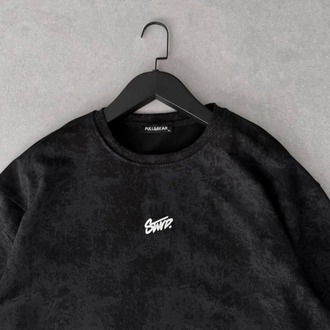 Bisiklet Yaka Oversize Yıkamalı Tshirt Siyah