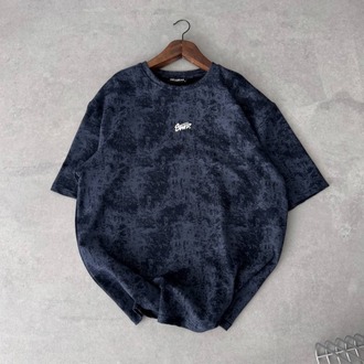 Bisiklet Yaka Oversize Yıkamalı Tshirt Lacivert