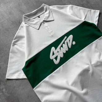 Polo Yaka Orta Şerit Stw Nakış Tshirt