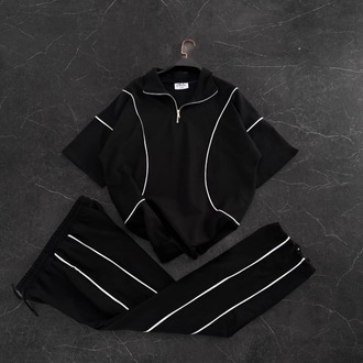 Biyeli Oversize Siyah Takım