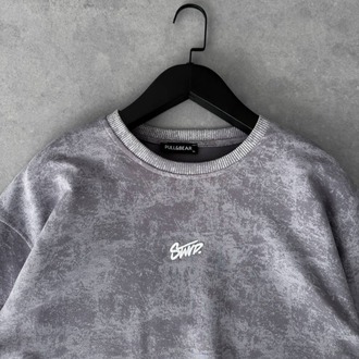 Bisiklet Yaka Oversize Yıkamalı Tshirt Gri