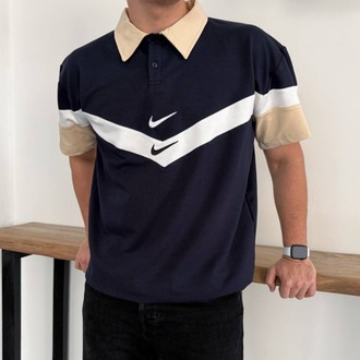 POLO YAKA CİFT NK LOGO NAKIŞ OVERSİZE TSHİRT LACİVERT