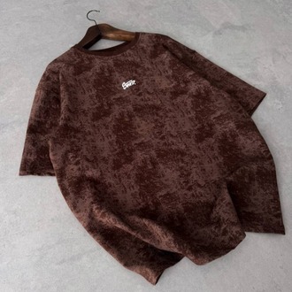 Bisiklet Yaka Oversize Yıkamalı Tshirt Kahve