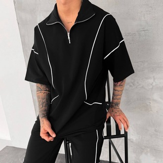 Biyeli Oversize Siyah Takım