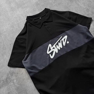 Polo Yaka Orta Şerit Stw Nakış Tshirt