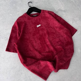 Bisiklet Yaka Oversize Yıkamalı Tshirt Kırmızı