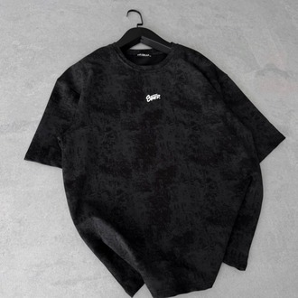 Bisiklet Yaka Oversize Yıkamalı Tshirt Siyah