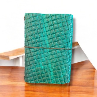 Deri Defter Kılıfı, A6 Boyut, 3 Lastikli, Minimalist Tasarım, Yeşil