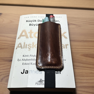 Lastikli Deri Kalem Kılıfı