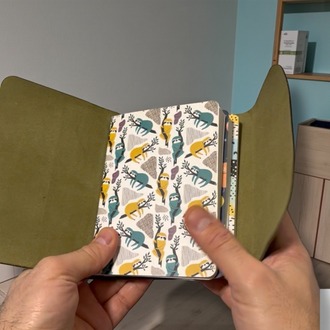 Deri Defter Kılıfı, A6 Boyut, 3 Lastikli, Minimalist Tasarım, Olive