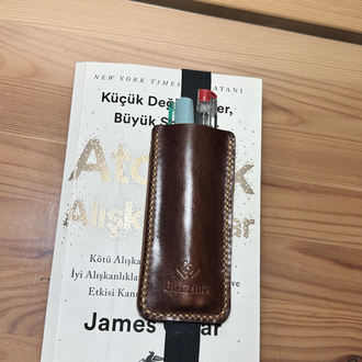 Lastikli Deri Kalem Kılıfı