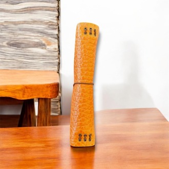 Deri Defter Kılıfı, A6 Boyut, 3 Lastikli, Minimalist Tasarım, Turuncu