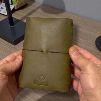 Deri Defter Kılıfı, A6 Boyut, 3 Lastikli, Minimalist Tasarım, Olive