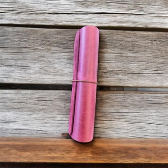 Deri Defter Kılıfı, A6 Boyut, 3 Lastikli, Minimalist Tasarım, Violet