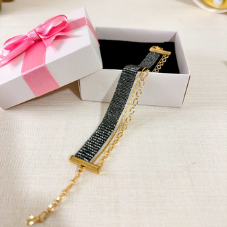 Black glitter bileklik