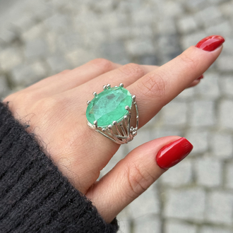Paraiba Taş 925 Ayar Gümüş Yüzük
