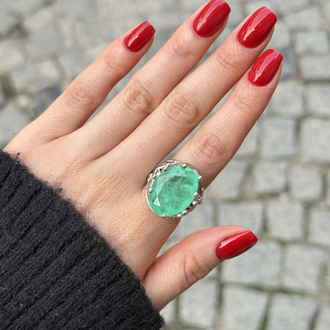 Paraiba Taş 925 Ayar Gümüş Yüzük