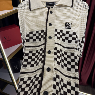 Amiri Checkered Crochet Mesh