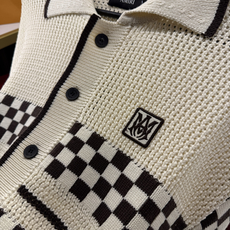 Amiri Checkered Crochet Mesh