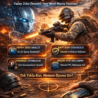 1 HAFTALIK - PUBG Mobile Yapay Zeka Destekli Premium Macro - [Tüm Mouse Modelleriyle Uyumlu]