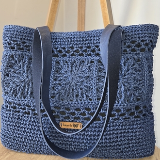 mozaik motif tasarım çanta (lacivert, çıtçıtlı)