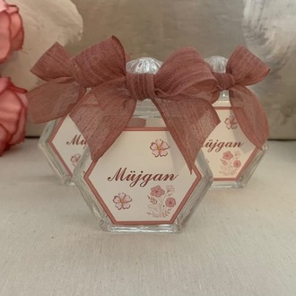 (30 ADET) Altıgen Cam Şişe Kolonya 