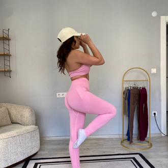 Pembe Kalçası ekstra büzgülü push up etkili seamless tayt