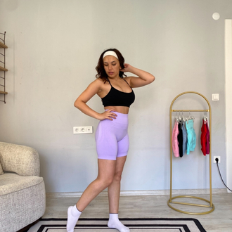 Lila ekstra push up seamless büzgülü şort