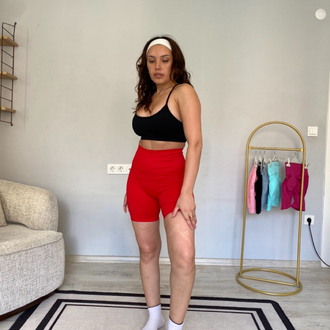 Kırmızı ekstra push up seamless şort